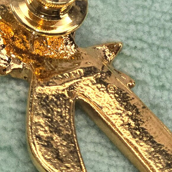 Gold & Peach Ribbon Awareness Pin With Rose and Gold Rose Lapel Pin Set JE360 - Picture 4 of 6